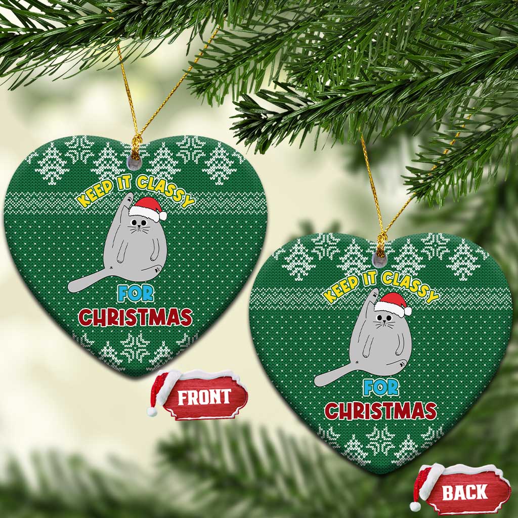 Cat Keep It Classy Christmas Ceramic Ornament Xmas Holiday Patterns - Wonder Print Shop