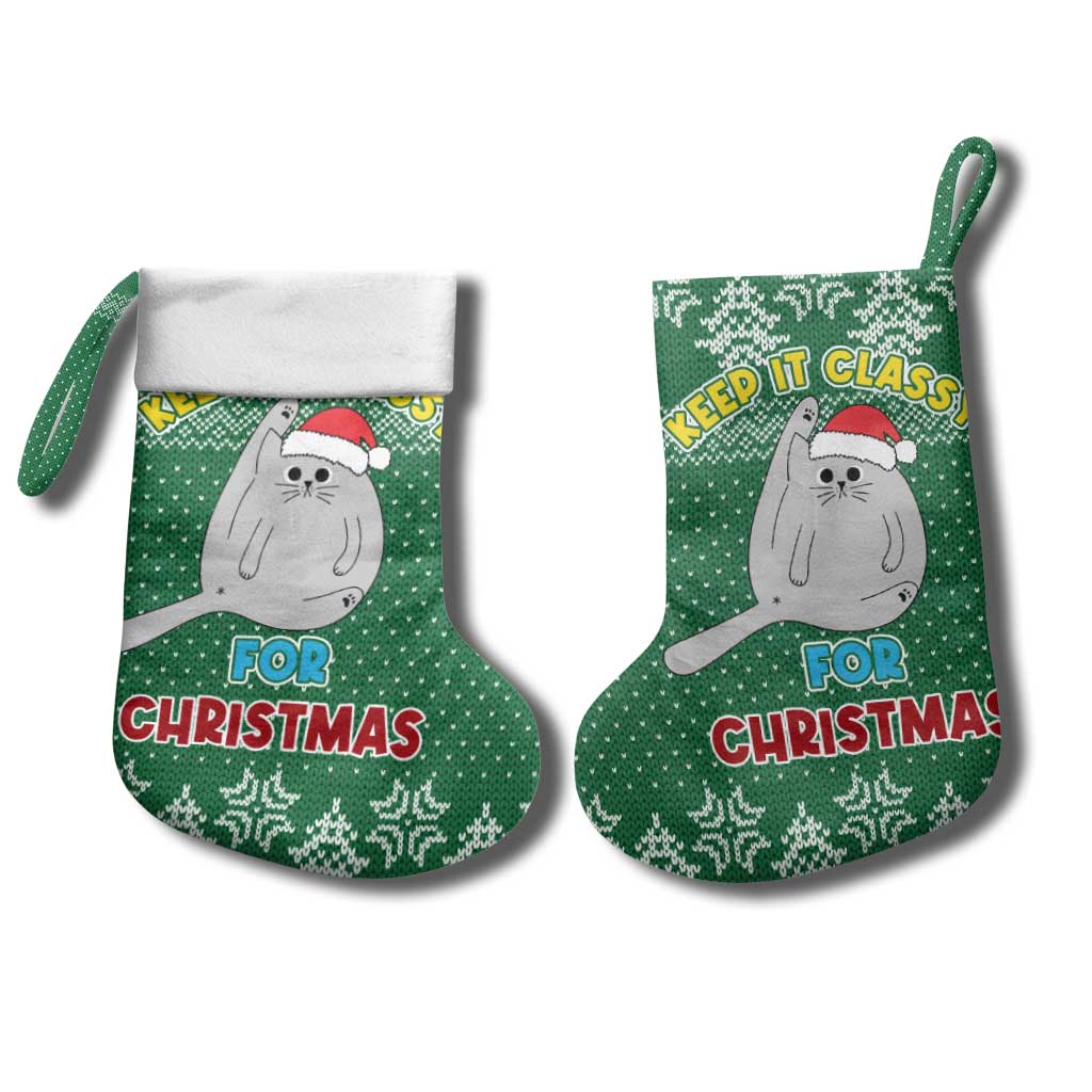 Cat Keep It Classy Christmas Stocking Xmas Holiday Patterns - Wonder Print Shop