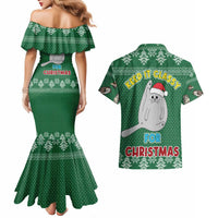 Cat Keep It Classy Christmas Couples Matching Mermaid Dress and Hawaiian Shirt Xmas Holiday Patterns - Wonder Print Shop