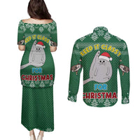 Cat Keep It Classy Christmas Couples Matching Puletasi and Long Sleeve Button Shirt Xmas Holiday Patterns - Wonder Print Shop