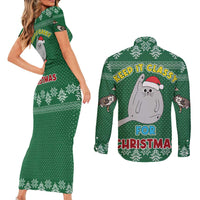 Cat Keep It Classy Christmas Couples Matching Short Sleeve Bodycon Dress and Long Sleeve Button Shirt Xmas Holiday Patterns - Wonder Print Shop