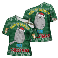 Cat Keep It Classy Christmas Cross Shoulder Shirt Xmas Holiday Patterns - Wonder Print Shop
