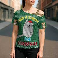Cat Keep It Classy Christmas Cross Shoulder Shirt Xmas Holiday Patterns - Wonder Print Shop