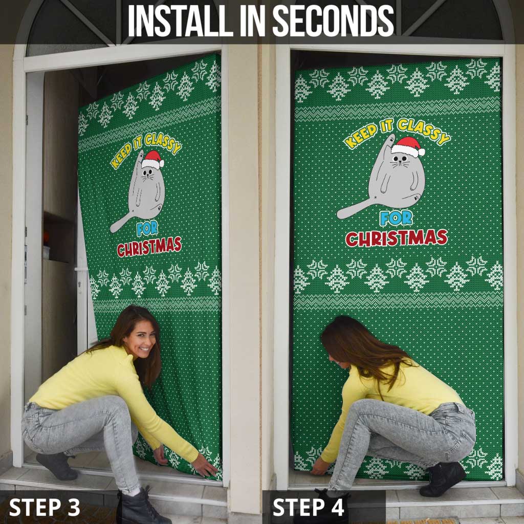 Cat Keep It Classy Christmas Door Cover Xmas Holiday Patterns - Wonder Print Shop