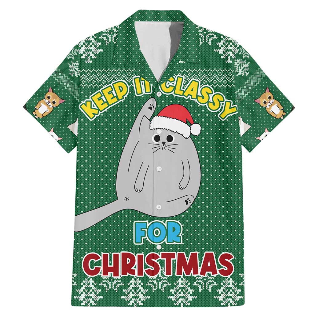 Cat Keep It Classy Christmas Family Matching Mermaid Dress and Hawaiian Shirt Xmas Holiday Patterns - Wonder Print Shop