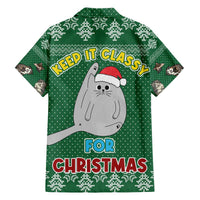 Cat Keep It Classy Christmas Family Matching Off The Shoulder Long Sleeve Dress and Hawaiian Shirt Xmas Holiday Patterns - Wonder Print Shop