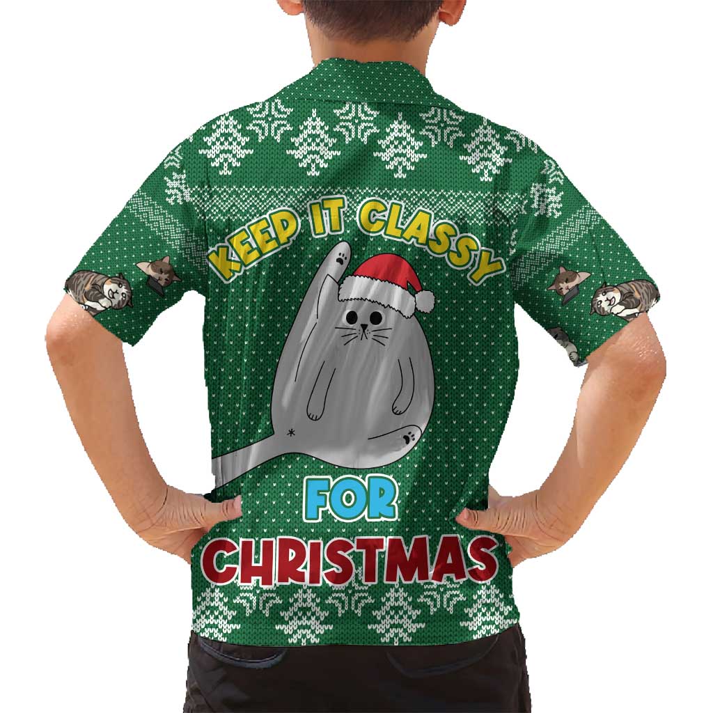 Cat Keep It Classy Christmas Family Matching Puletasi and Hawaiian Shirt Xmas Holiday Patterns - Wonder Print Shop