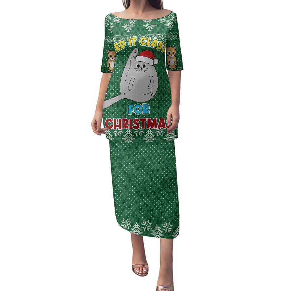 Cat Keep It Classy Christmas Family Matching Puletasi and Hawaiian Shirt Xmas Holiday Patterns - Wonder Print Shop