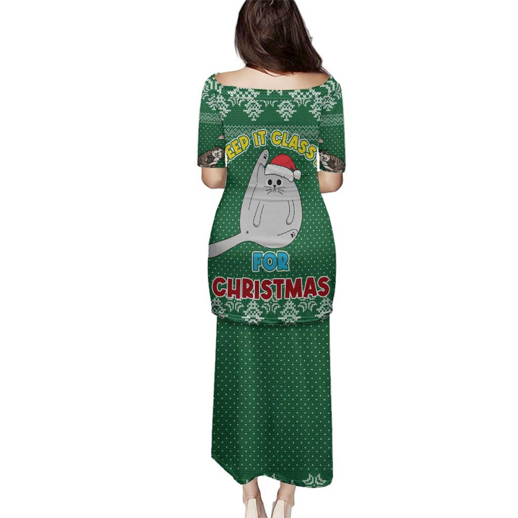 Cat Keep It Classy Christmas Family Matching Puletasi and Hawaiian Shirt Xmas Holiday Patterns - Wonder Print Shop