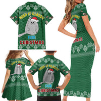 Cat Keep It Classy Christmas Family Matching Short Sleeve Bodycon Dress and Hawaiian Shirt Xmas Holiday Patterns - Wonder Print Shop