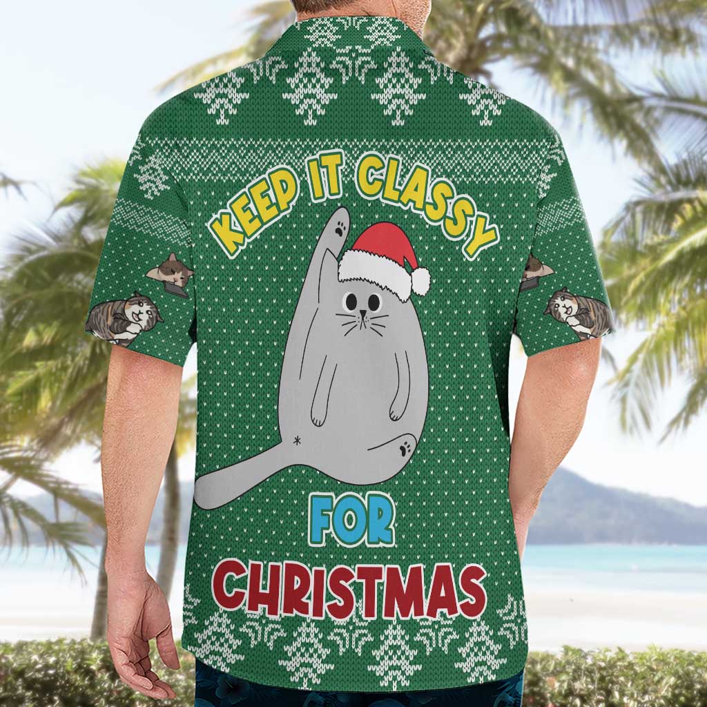 Cat Keep It Classy Christmas Hawaiian Shirt Xmas Holiday Patterns - Wonder Print Shop