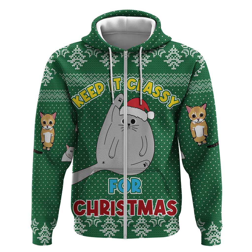 Cat Keep It Classy Christmas Hoodie Xmas Holiday Patterns - Wonder Print Shop