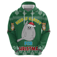 Cat Keep It Classy Christmas Hoodie Xmas Holiday Patterns - Wonder Print Shop