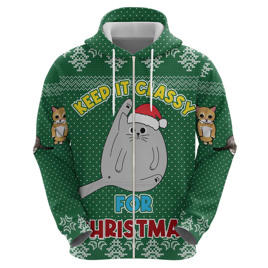 Cat Keep It Classy Christmas Hoodie Xmas Holiday Patterns - Wonder Print Shop