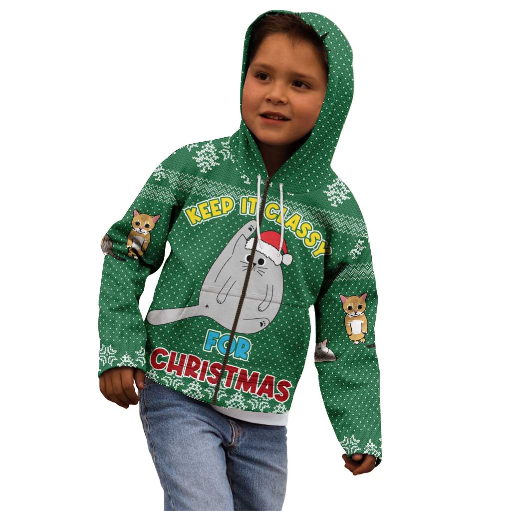 Cat Keep It Classy Christmas Kid Hoodie Xmas Holiday Patterns - Wonder Print Shop