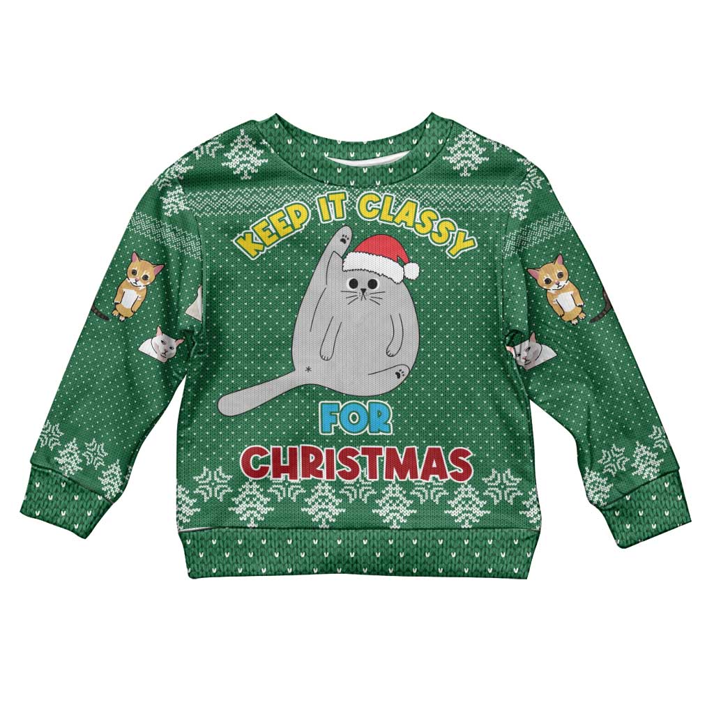 Cat Keep It Classy Christmas Kid Ugly Christmas Sweater Xmas Holiday Patterns - Wonder Print Shop