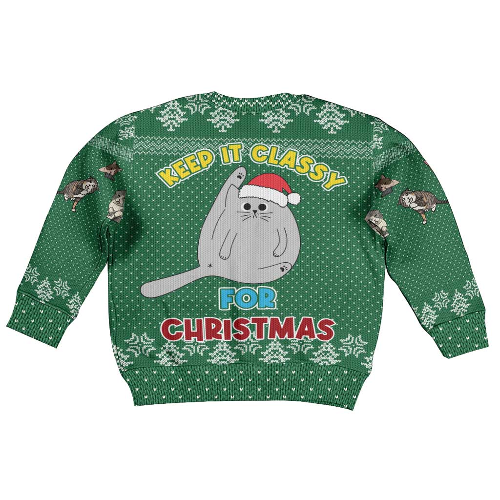 Cat Keep It Classy Christmas Kid Ugly Christmas Sweater Xmas Holiday Patterns - Wonder Print Shop