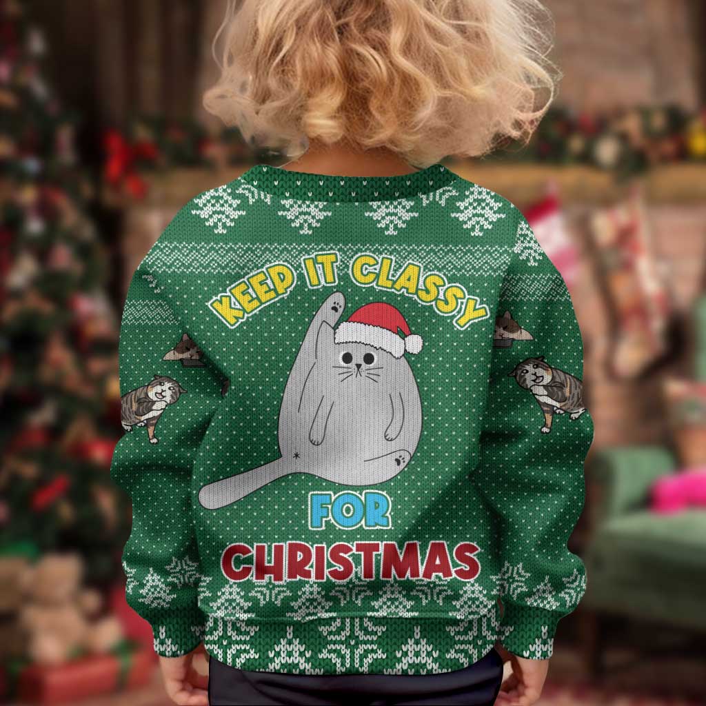 Cat Keep It Classy Christmas Kid Ugly Christmas Sweater Xmas Holiday Patterns - Wonder Print Shop