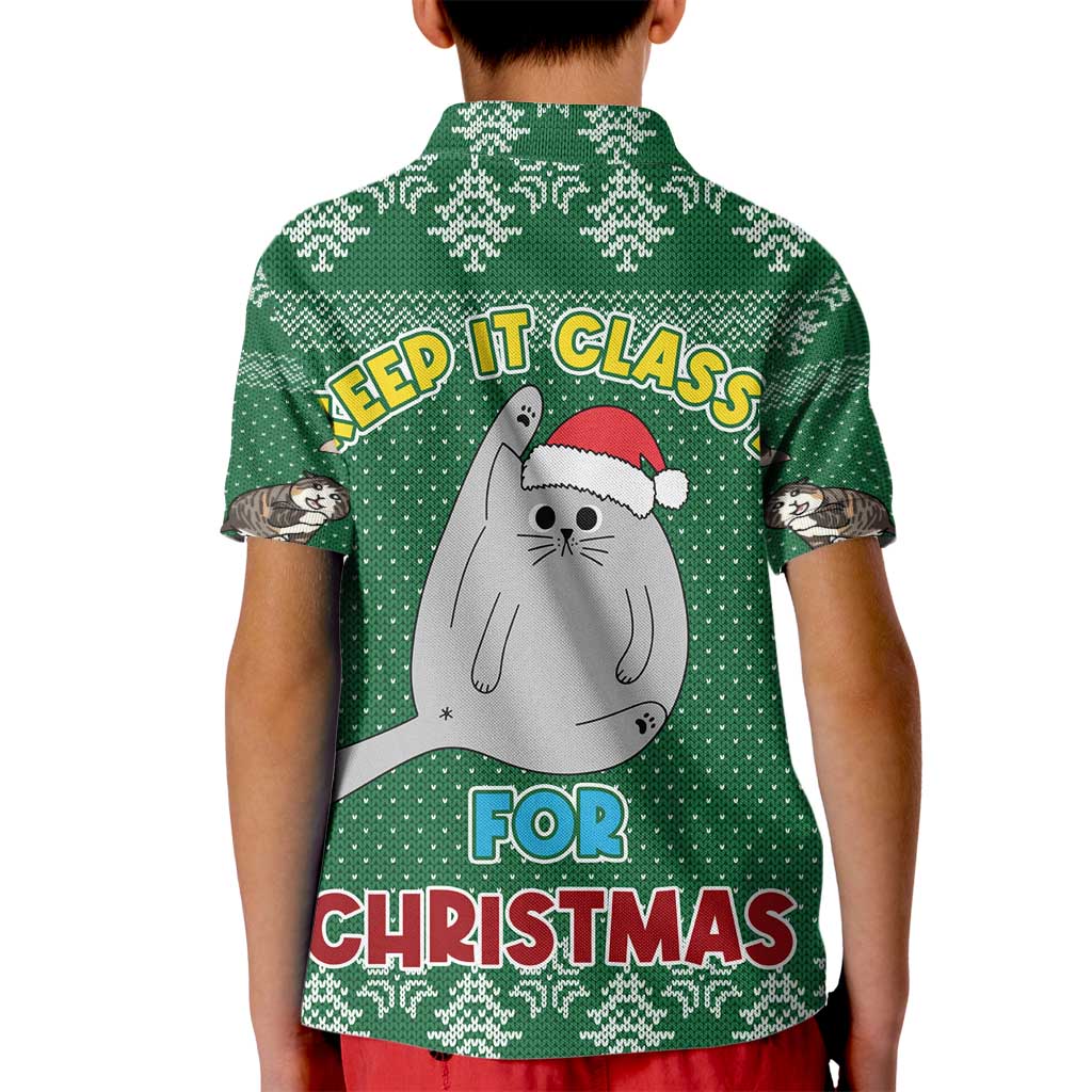 Cat Keep It Classy Christmas Kid Polo Shirt Xmas Holiday Patterns - Wonder Print Shop
