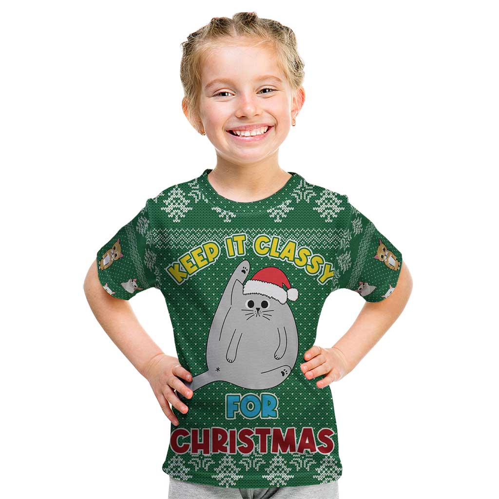 Cat Keep It Classy Christmas Kid T Shirt Xmas Holiday Patterns - Wonder Print Shop