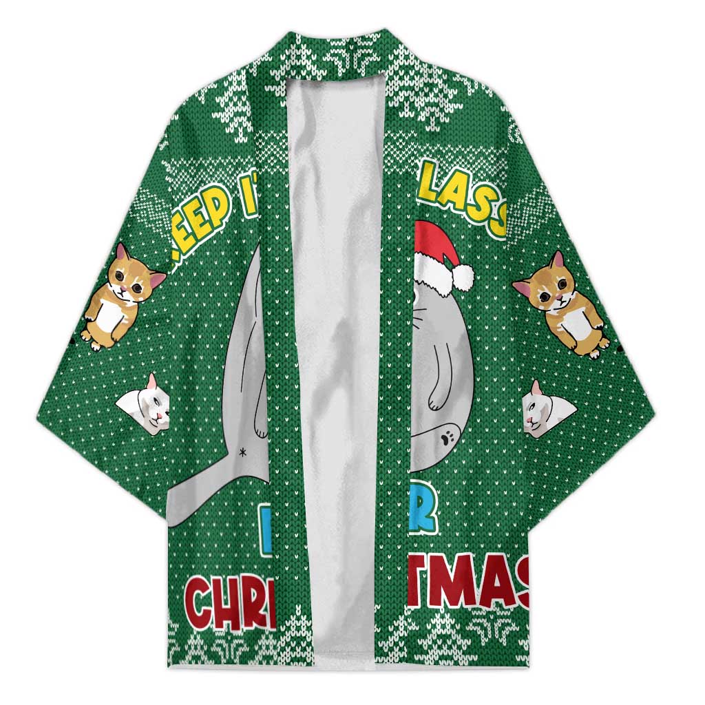 Cat Keep It Classy Christmas Kimono Xmas Holiday Patterns - Wonder Print Shop