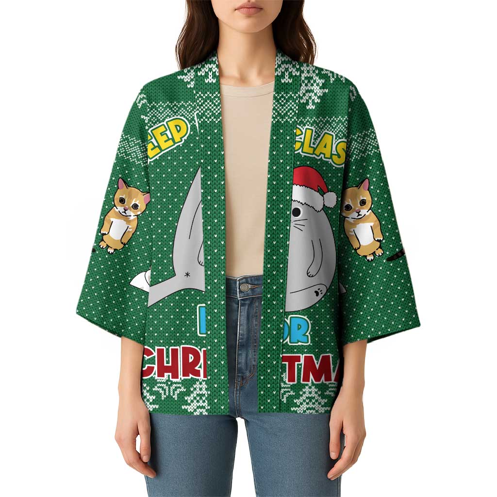 Cat Keep It Classy Christmas Kimono Xmas Holiday Patterns - Wonder Print Shop