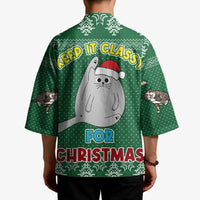 Cat Keep It Classy Christmas Kimono Xmas Holiday Patterns - Wonder Print Shop