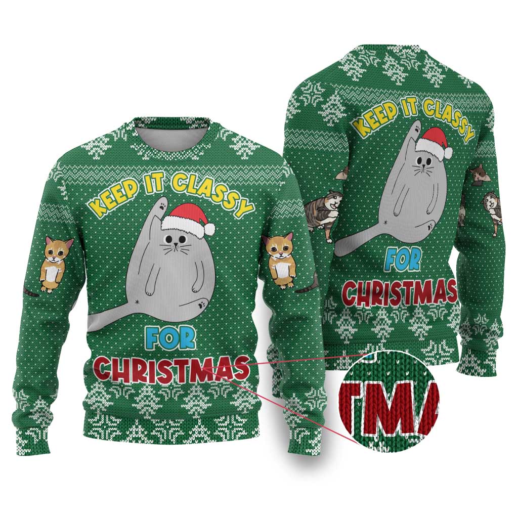 Cat Keep It Classy Christmas Ugly Christmas Sweater Xmas Holiday Patterns - Wonder Print Shop