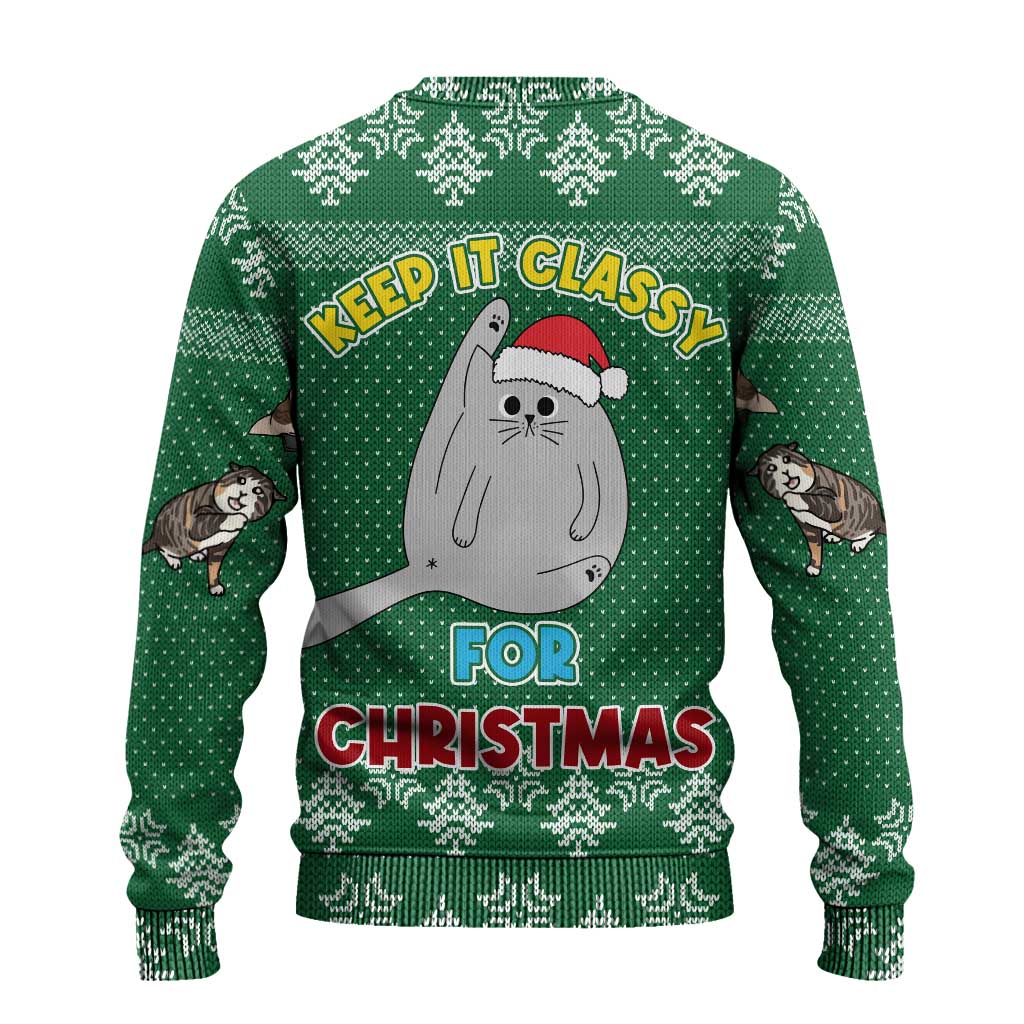 Cat Keep It Classy Christmas Ugly Christmas Sweater Xmas Holiday Patterns - Wonder Print Shop