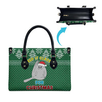 Cat Keep It Classy Christmas Leather Bag Xmas Holiday Patterns - Wonder Print Shop