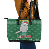 Cat Keep It Classy Christmas Leather Tote Bag Xmas Holiday Patterns - Wonder Print Shop
