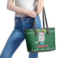 Cat Keep It Classy Christmas Leather Tote Bag Xmas Holiday Patterns - Wonder Print Shop