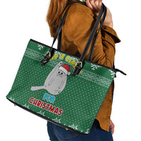 Cat Keep It Classy Christmas Leather Tote Bag Xmas Holiday Patterns - Wonder Print Shop