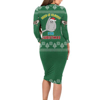Cat Keep It Classy Christmas Long Sleeve Bodycon Dress Xmas Holiday Patterns - Wonder Print Shop