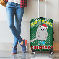Cat Keep It Classy Christmas Luggage Cover Xmas Holiday Patterns - Wonder Print Shop