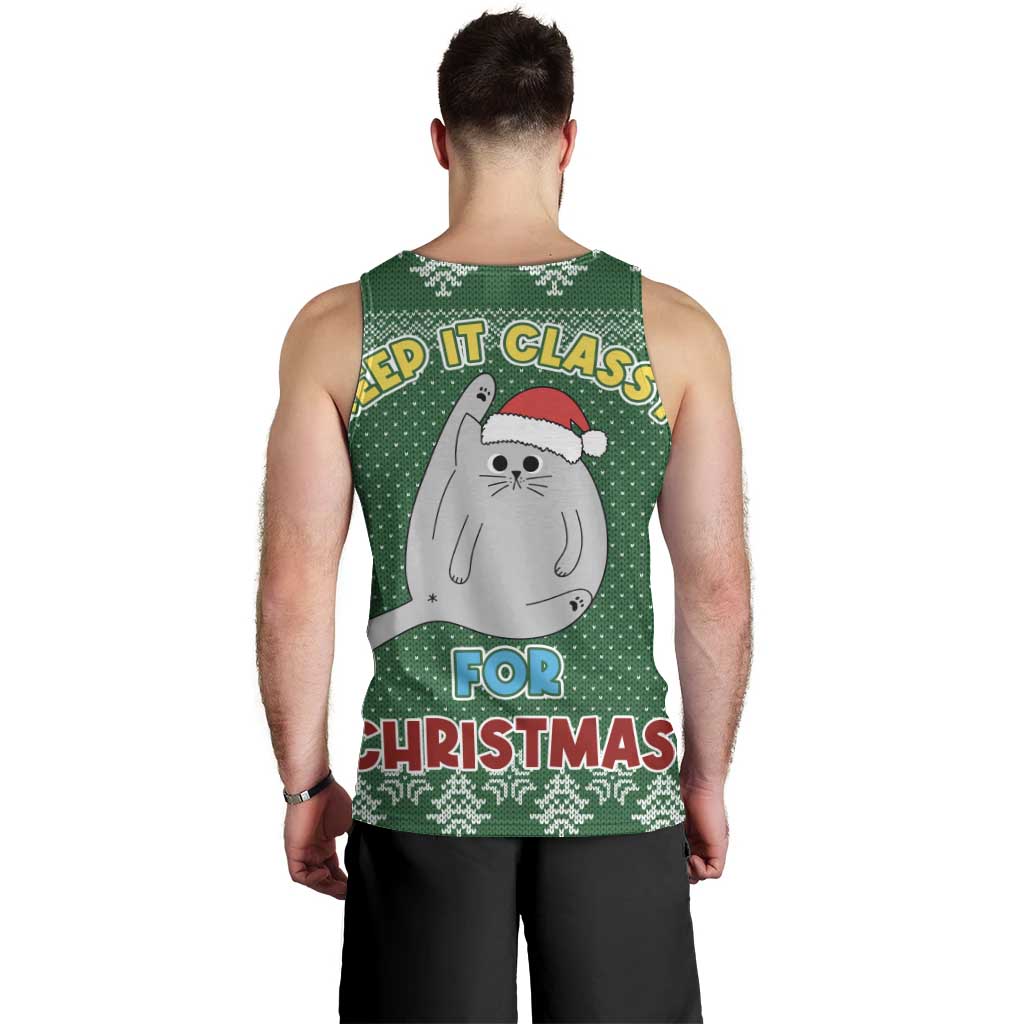 Cat Keep It Classy Christmas Men Tank Top Xmas Holiday Patterns - Wonder Print Shop