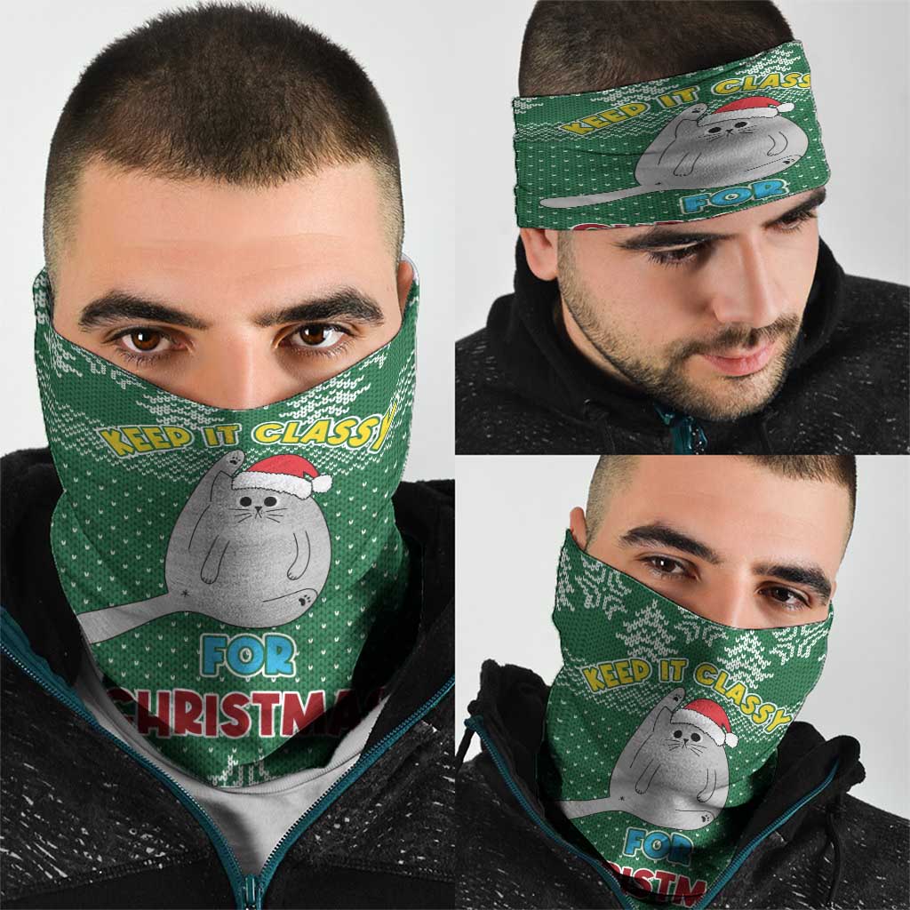 Cat Keep It Classy Christmas Neck Gaiter Xmas Holiday Patterns - Wonder Print Shop