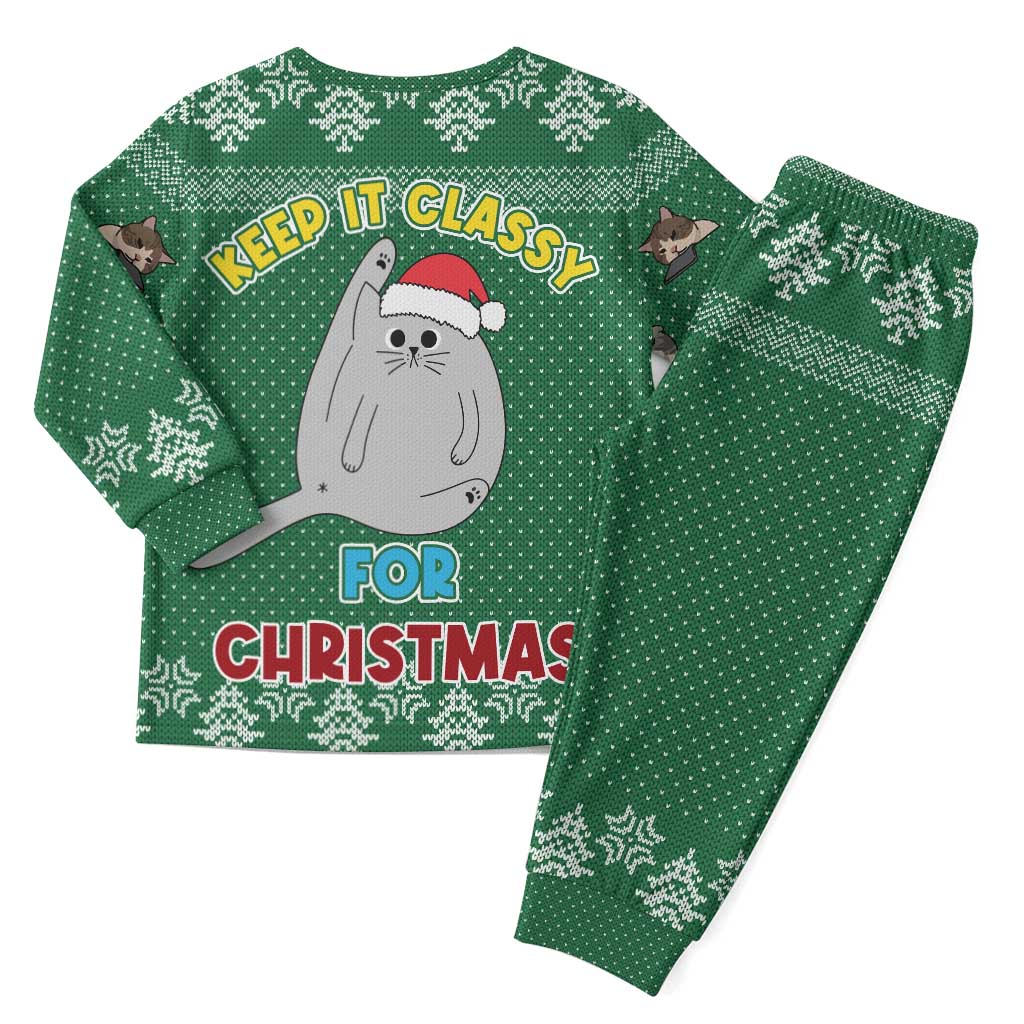 Cat Keep It Classy Christmas Pajama Set Xmas Holiday Patterns - Wonder Print Shop