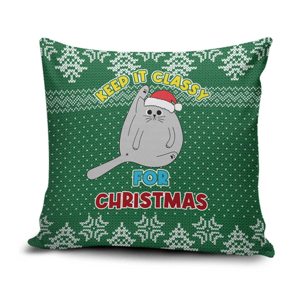 Cat Keep It Classy Christmas Pillow Cover Xmas Holiday Patterns - Wonder Print Shop
