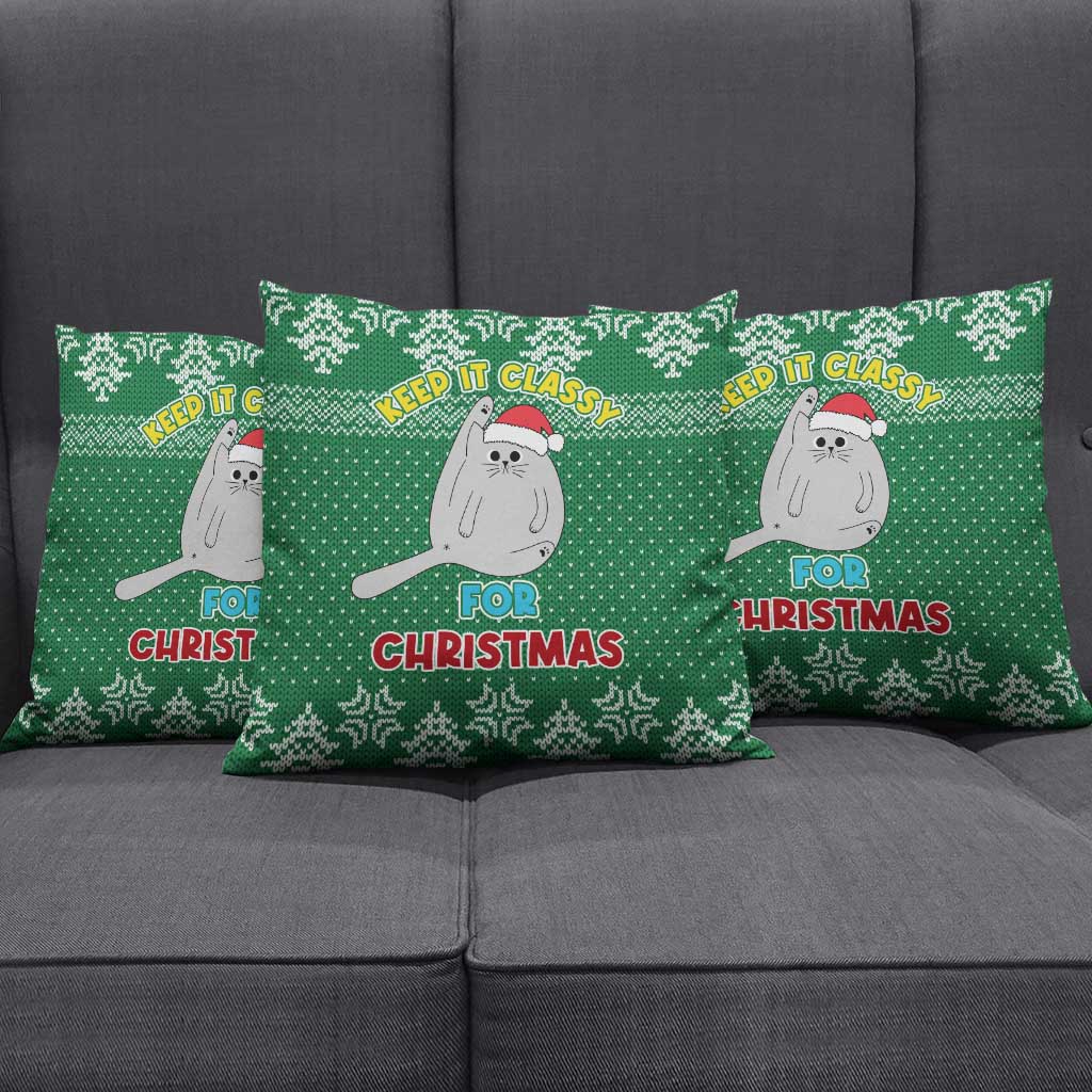 Cat Keep It Classy Christmas Pillow Cover Xmas Holiday Patterns - Wonder Print Shop