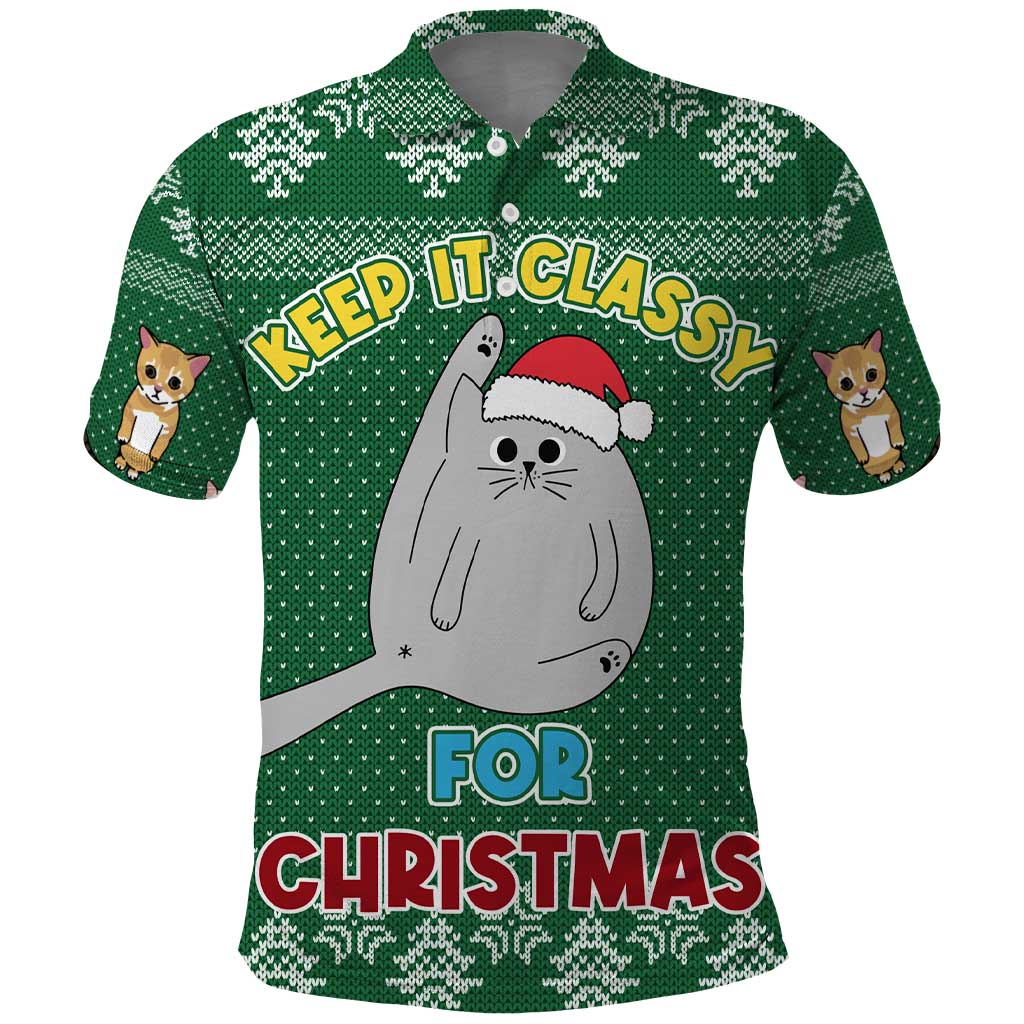 Cat Keep It Classy Christmas Polo Shirt Xmas Holiday Patterns - Wonder Print Shop
