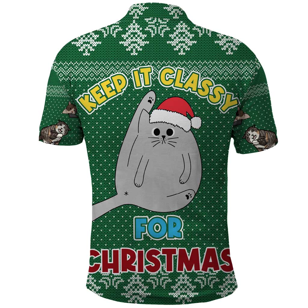 Cat Keep It Classy Christmas Polo Shirt Xmas Holiday Patterns - Wonder Print Shop