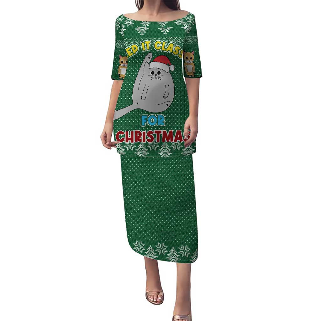 Cat Keep It Classy Christmas Puletasi Xmas Holiday Patterns - Wonder Print Shop