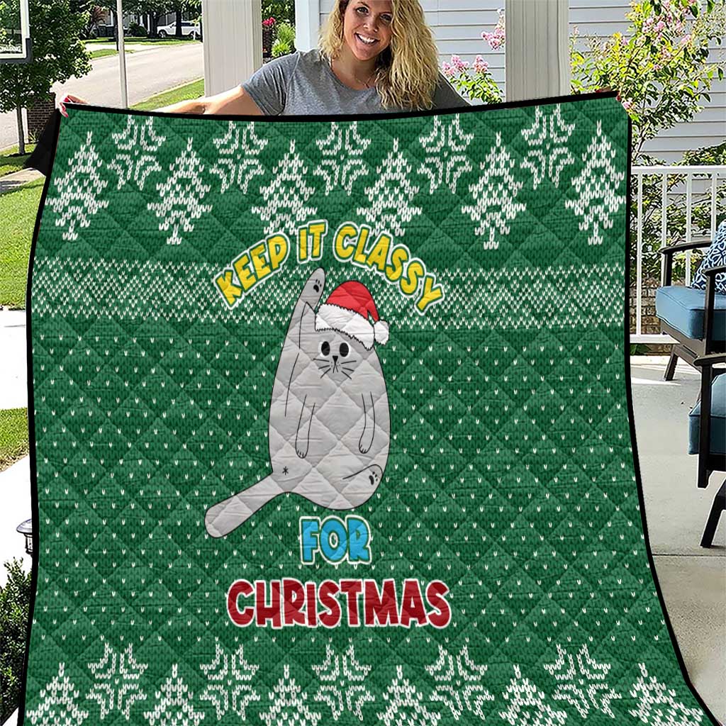 Cat Keep It Classy Christmas Quilt Xmas Holiday Patterns - Wonder Print Shop
