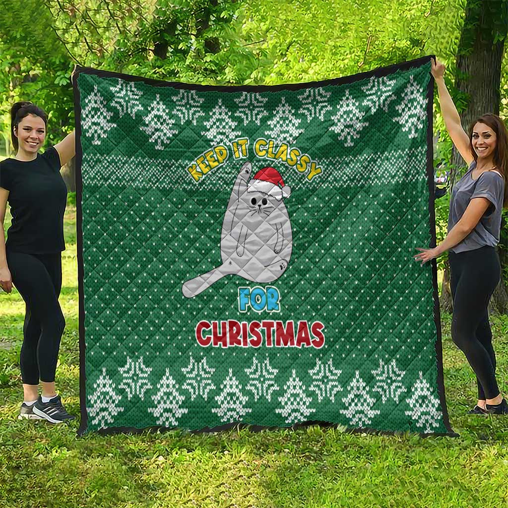 Cat Keep It Classy Christmas Quilt Xmas Holiday Patterns - Wonder Print Shop