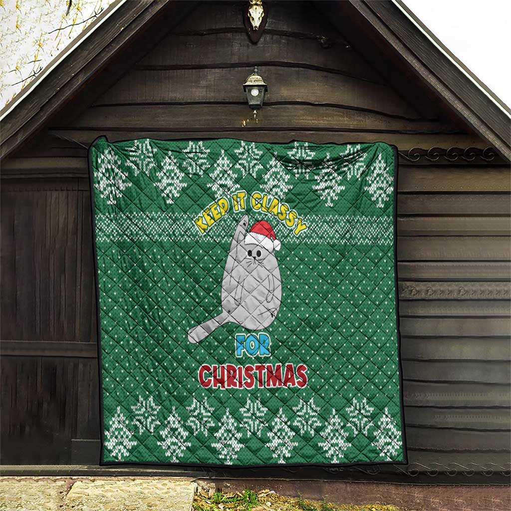 Cat Keep It Classy Christmas Quilt Xmas Holiday Patterns - Wonder Print Shop