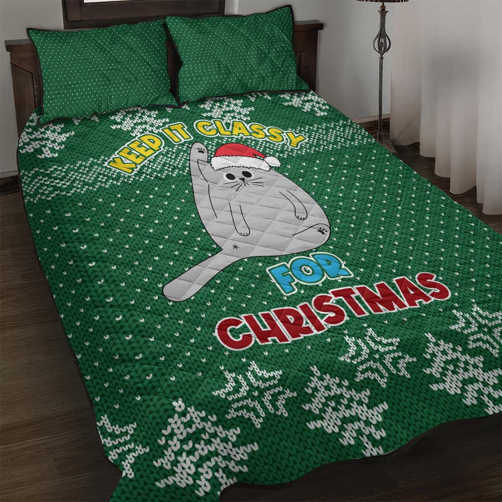 Cat Keep It Classy Christmas Quilt Bed Set Xmas Holiday Patterns - Wonder Print Shop