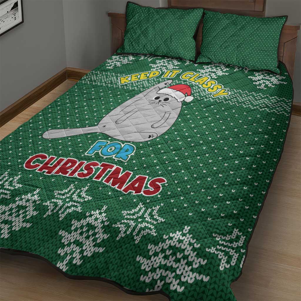 Cat Keep It Classy Christmas Quilt Bed Set Xmas Holiday Patterns - Wonder Print Shop