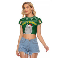 Cat Keep It Classy Christmas Raglan Cropped T Shirt Xmas Holiday Patterns - Wonder Print Shop