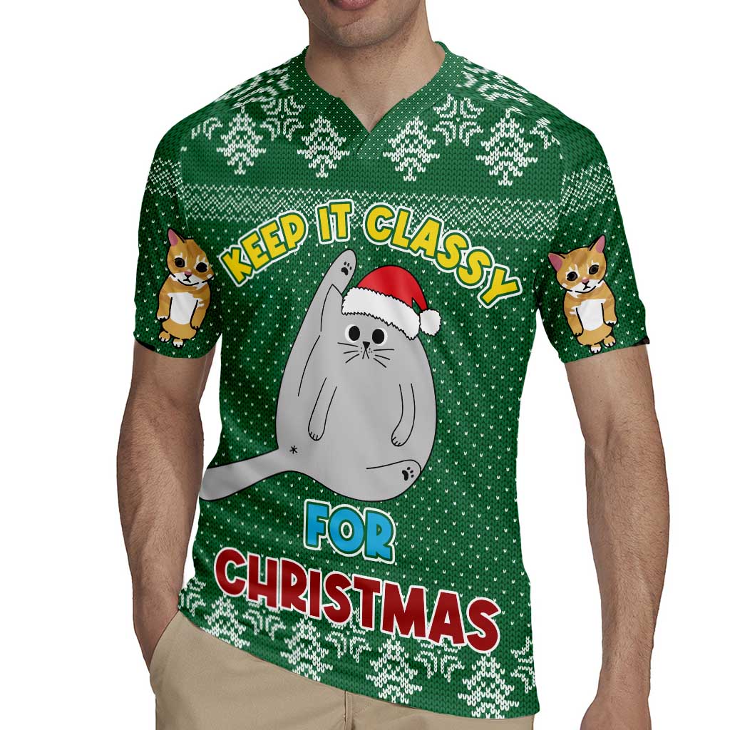 Cat Keep It Classy Christmas Rugby Jersey Xmas Holiday Patterns - Wonder Print Shop